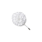 White Carnation Boutonniere Stick Pin, Handmade Satin Lapel Flower for Weddings & Formal Wear, Made in New York Since 1916 – M&S Schmalberg