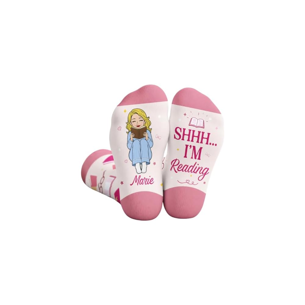 Shh I'm Reading Custom Crew Socks - Bookish Gift For Book Lovers, Bookworms