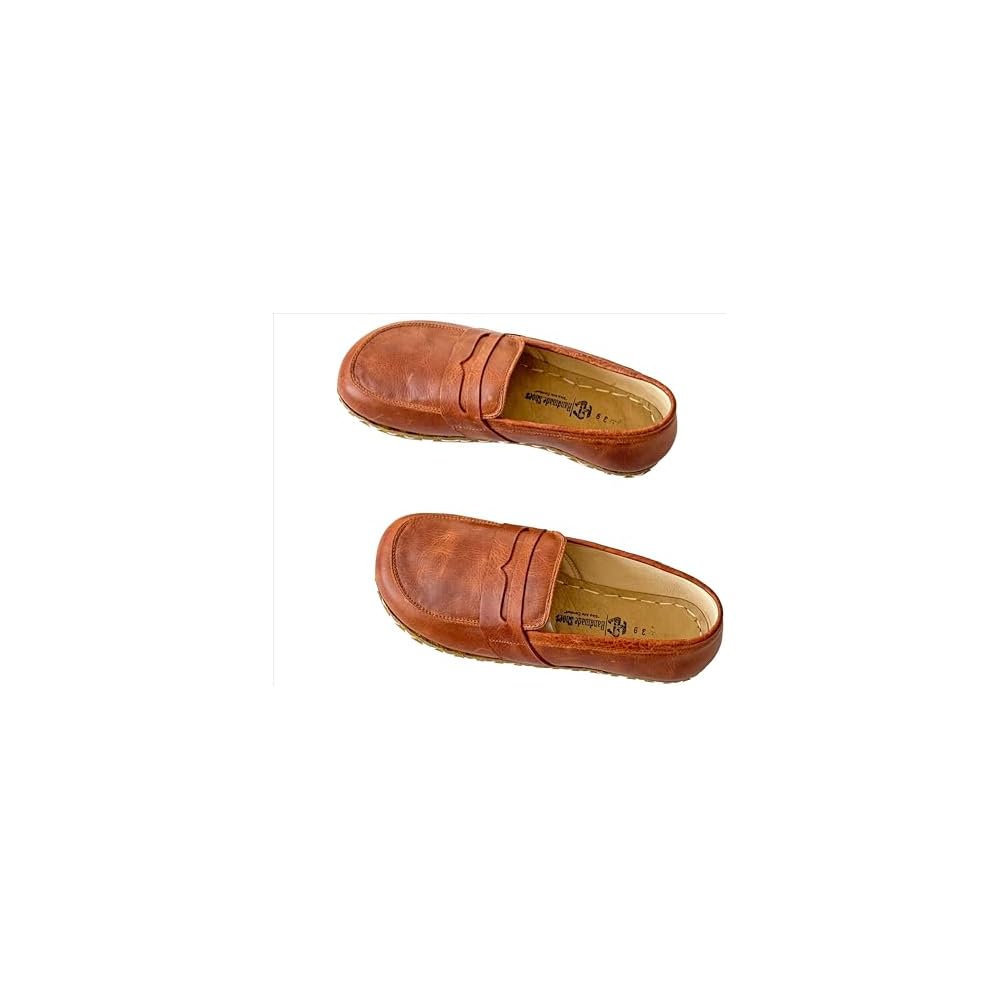 Grounding Shoes For Women, Barefoot Leather Shoes,Earthing With Copper Rivet, Wide Toe Box, Minimalistic Shoes, Gifts For Him | Crazy Brown