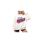 Daytee Retro Let's Go Buffalo Sweatshirt - Vintage Look Distressed Buffalo Game Day Crewneck