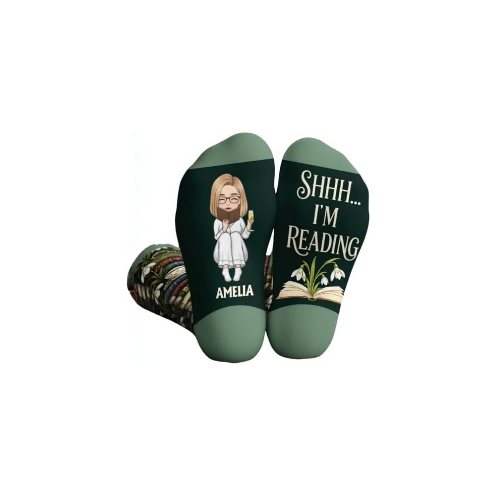 Shh I'm Reading Custom Crew Socks - Bookish Gift For Book Lovers, Bookworms