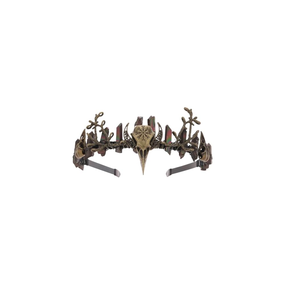 Black Fairy Crystal Crown - Elf Raw Quartz Tiara Forest Witch Crown