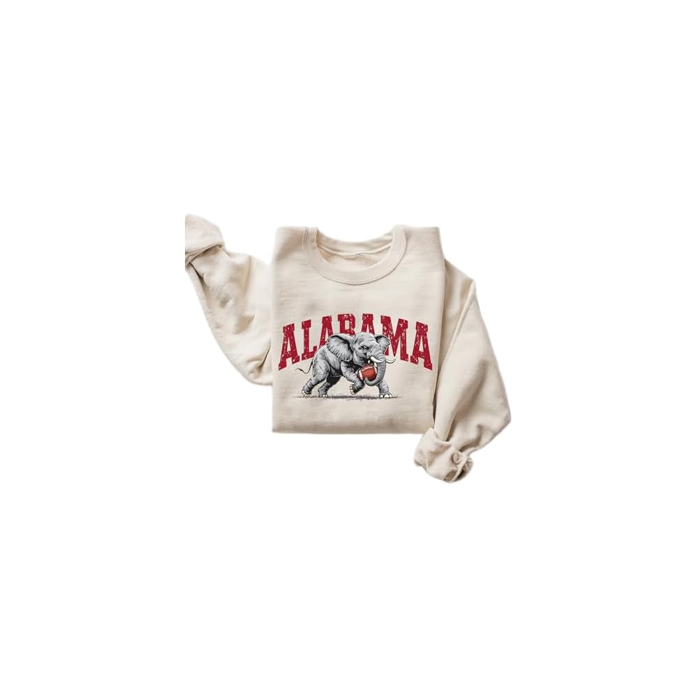 Alabama Elephant Football Sweatshirt – Vintage Sport Grey Crewneck Pullover – Retro Game Day Apparel for Men & Women