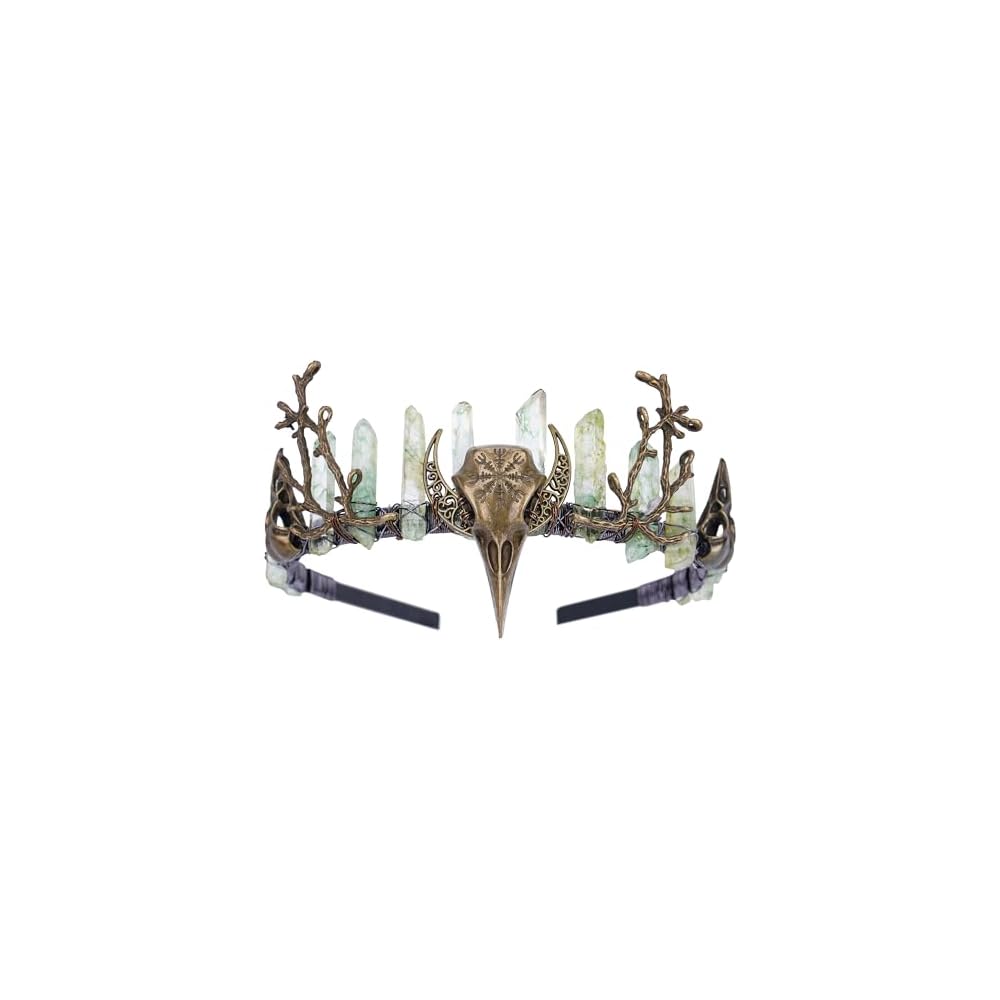 Black Fairy Crystal Crown - Elf Raw Quartz Tiara Forest Witch Crown