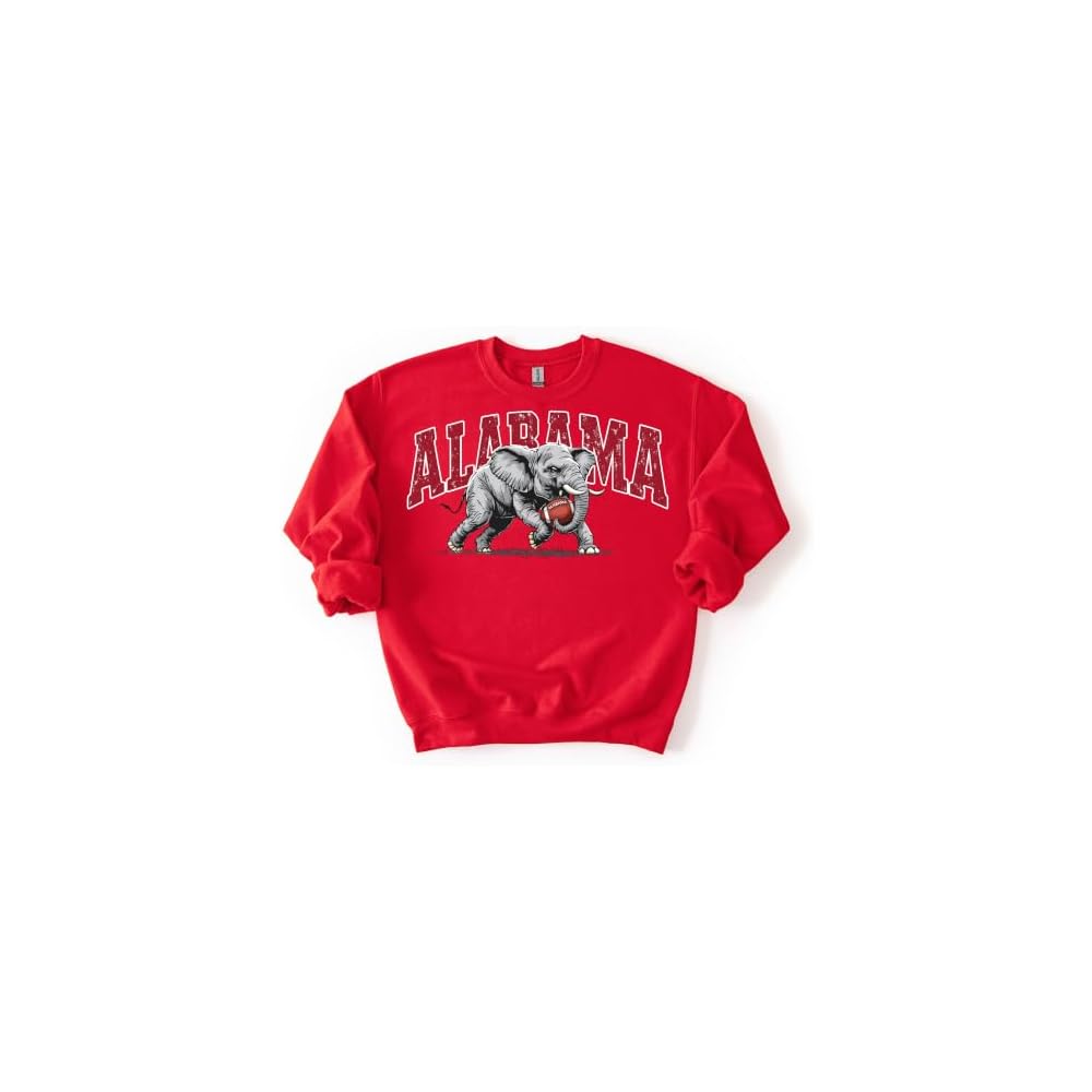 Alabama Elephant Football Sweatshirt – Vintage Sport Grey Crewneck Pullover – Retro Game Day Apparel for Men & Women