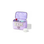 Personalized Cosmetic Case Makeup Bag Sewn on Chenille Patches Vanity Case with Handle Custom Nylon Pouch Case Toiletry Bag Bridesmaid Gifts