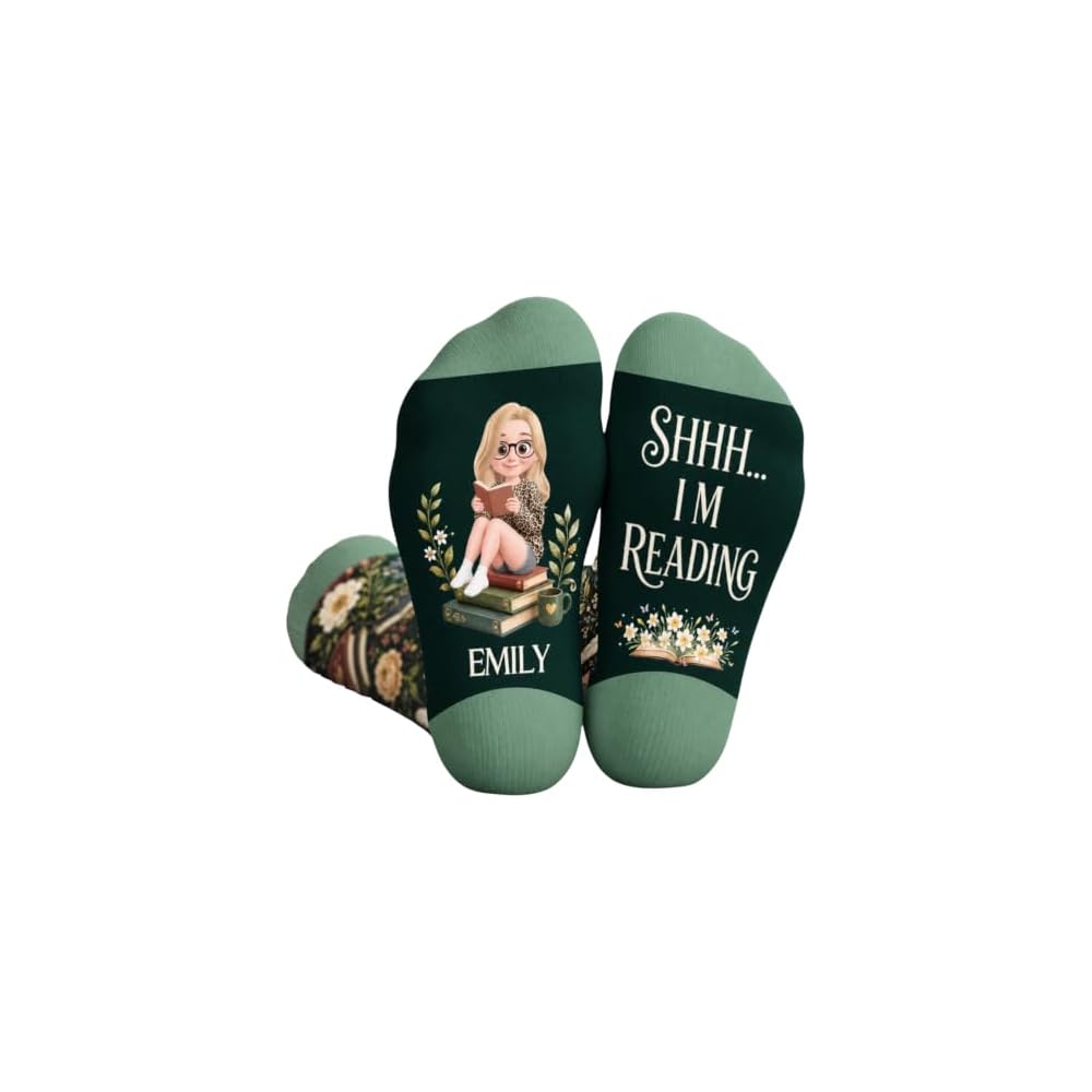 Shh I'm Reading Custom Crew Socks - Bookish Gift For Book Lovers, Bookworms