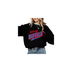 Daytee Retro Let's Go Buffalo Sweatshirt - Vintage Look Distressed Buffalo Game Day Crewneck