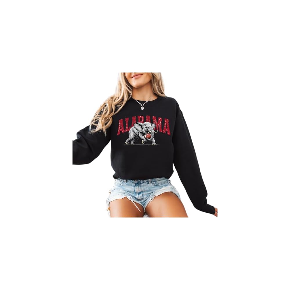 Alabama Elephant Football Sweatshirt – Vintage Sport Grey Crewneck Pullover – Retro Game Day Apparel for Men & Women