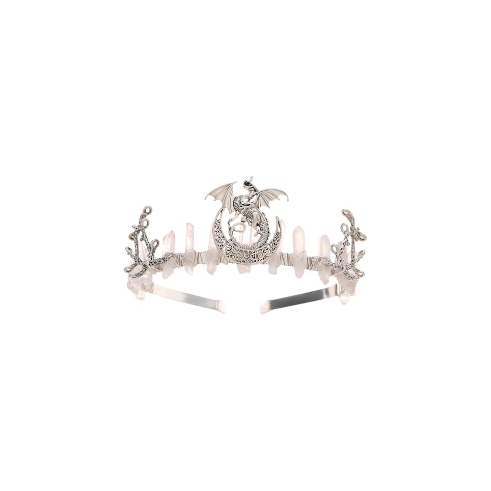Black Fairy Crystal Crown - Elf Raw Quartz Tiara Forest Witch Crown
