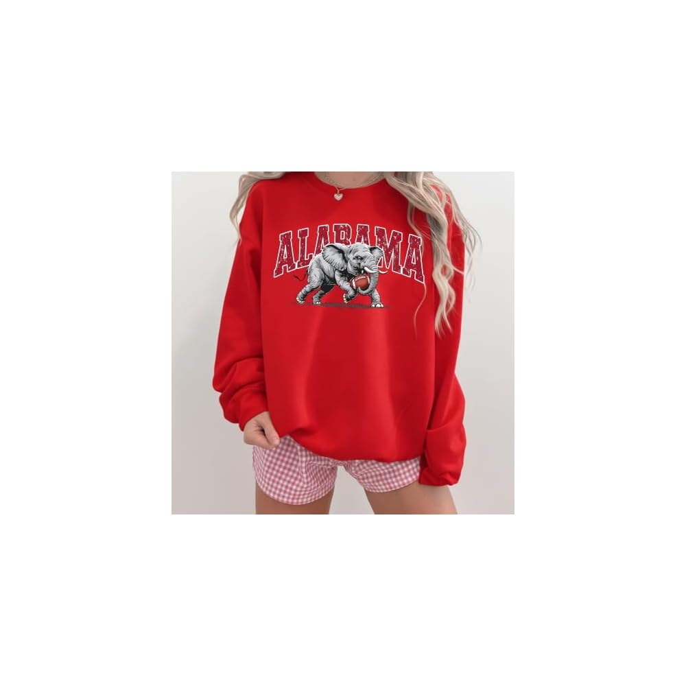 Alabama Elephant Football Sweatshirt – Vintage Sport Grey Crewneck Pullover – Retro Game Day Apparel for Men & Women