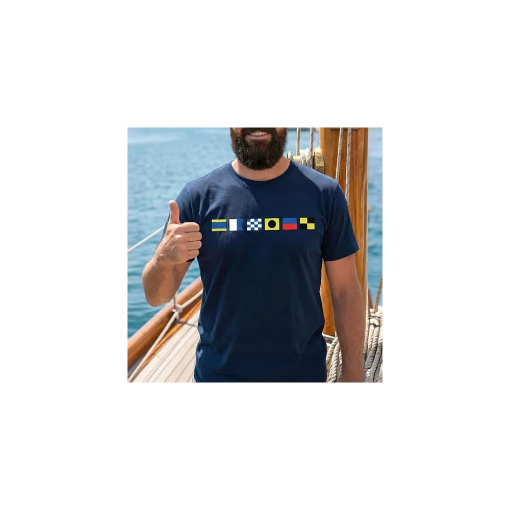 Personalized Name in Nautical Flags Shirt – Custom Maritime Signal Flag T-Shirt, Captain Nautical Flag Shirt for Sailors & Boat Lovers