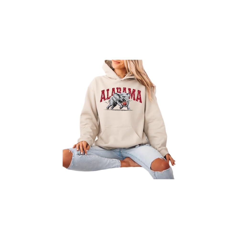 Alabama Elephant Football Sweatshirt – Vintage Sport Grey Crewneck Pullover – Retro Game Day Apparel for Men & Women