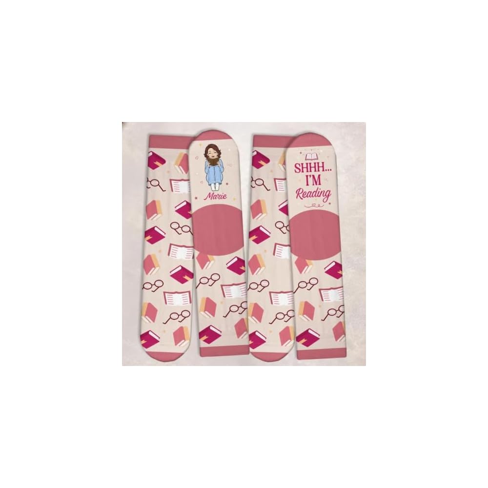 Shh I'm Reading Custom Crew Socks - Bookish Gift For Book Lovers, Bookworms