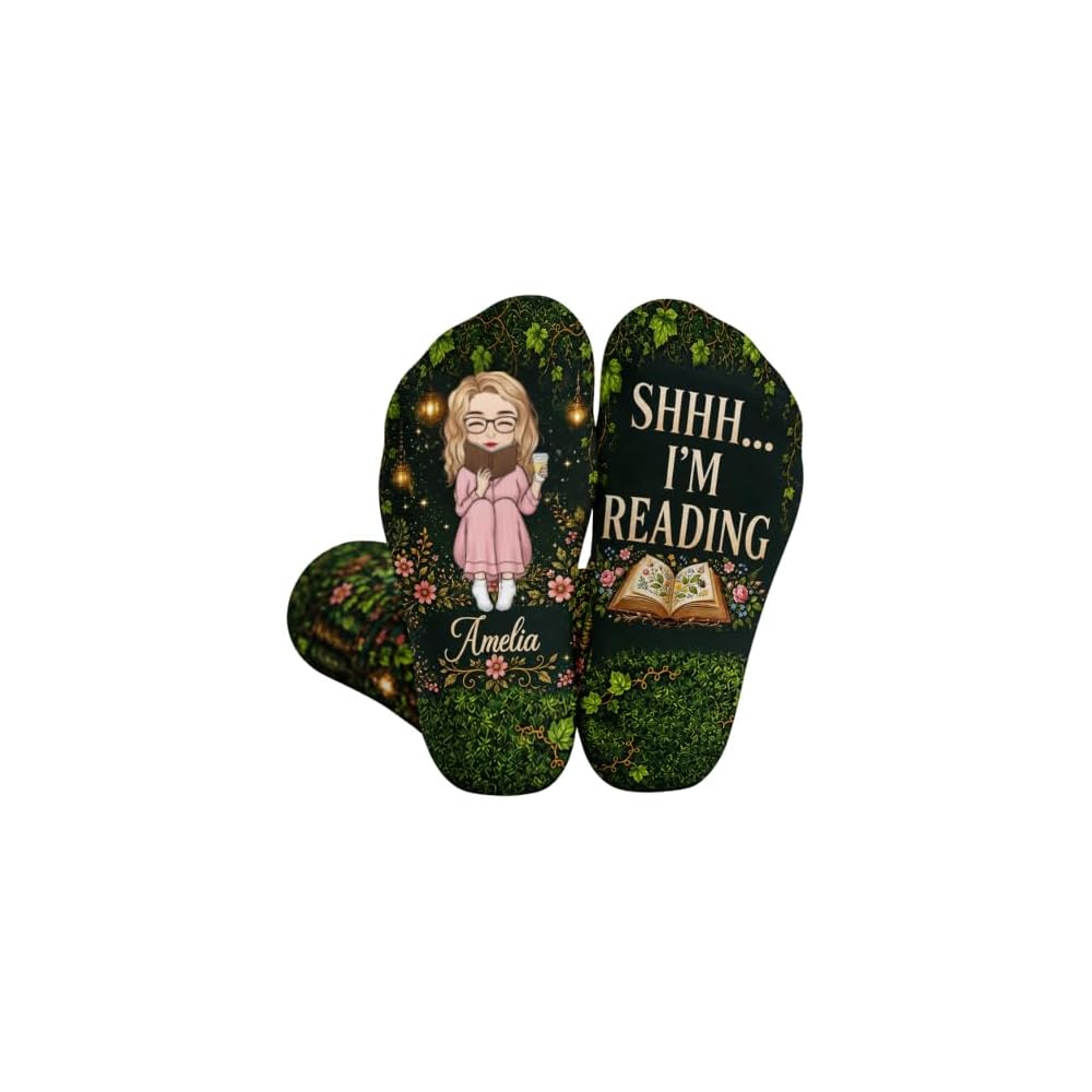 Shh I'm Reading Custom Crew Socks - Bookish Gift For Book Lovers, Bookworms