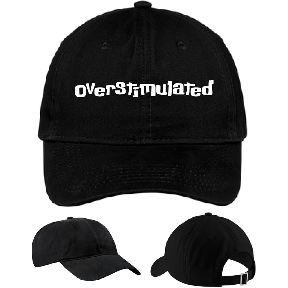 Overstimulated Hat, Embroidered Mental Health Cap, Anxiety Hat, Adjustable Dad Hat, Custom Text Hat, Cap Daddy