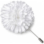 White Carnation Boutonniere Stick Pin, Handmade Satin Lapel Flower for Weddings & Formal Wear, Made in New York Since 1916 – M&S Schmalberg