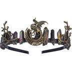 Black Fairy Crystal Crown - Elf Raw Quartz Tiara Forest Witch Crown